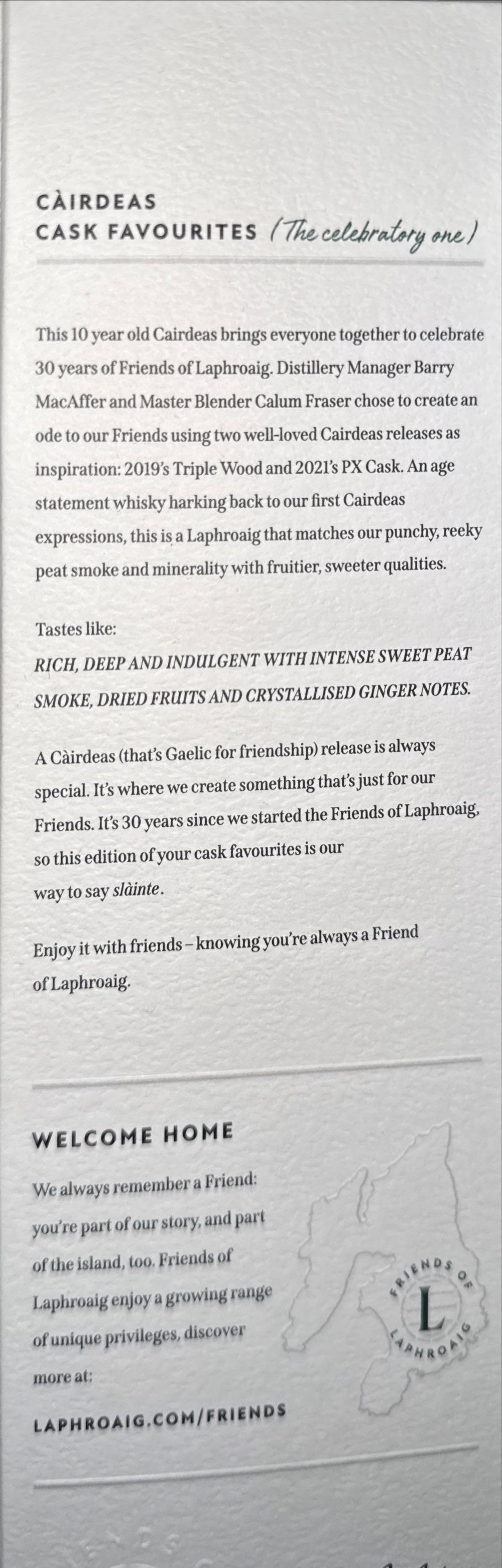 Laphroaig Cairdeas Cask Favourites 10 Years - Laphroaig Distillery (700 mL) alcohol collectible [Barcode 5010019000941] - Main Image 2