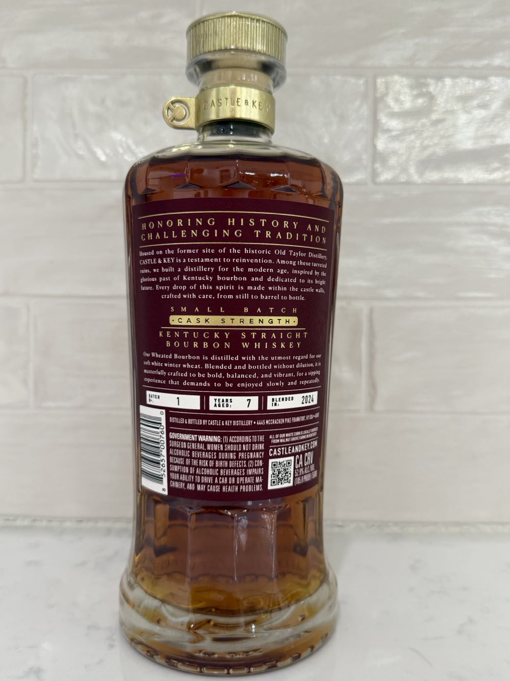 Castle Key Cask Strength Wheated Bourbon - Castle & Key Distillery (750 mL) alcohol collectible [Barcode 852657007600] - Main Image 2
