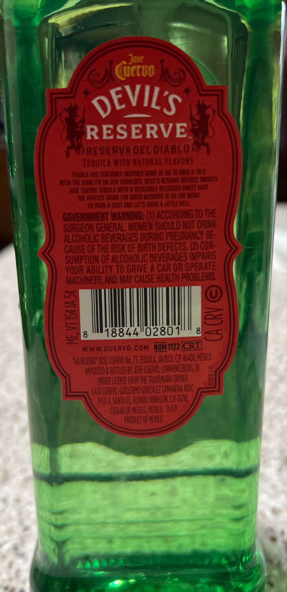 Jose Cuervo Devil’s Reserve Tequila Devils Water - José Cuervo Distillery (750 mL) alcohol collectible [Barcode 818844028018] - Main Image 3