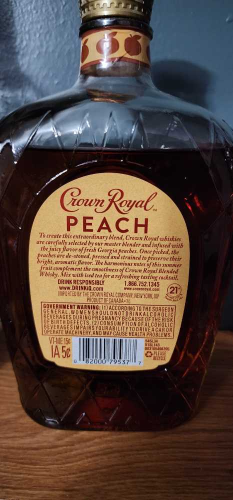 Crown Royal Peach Whiskey 1l Spirits Canadian Whisky  (1 L) alcohol collectible - Main Image 2