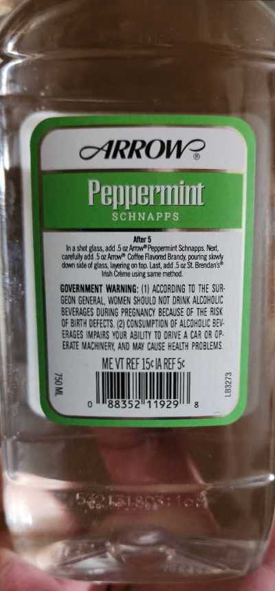 Arrow Peppermint Schnapps  (750 mL) alcohol collectible [Barcode 088352119298] - Main Image 2