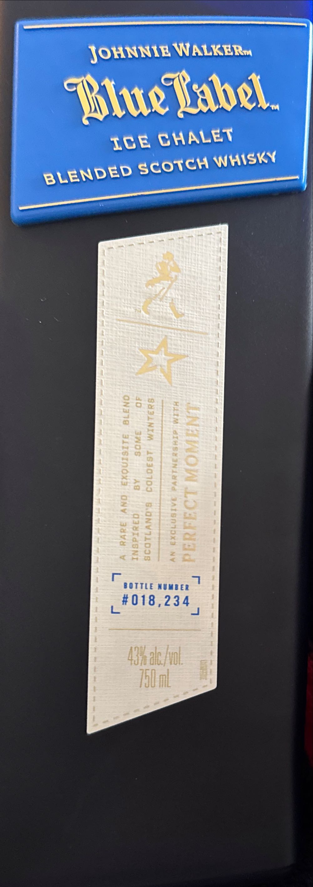 Johnnie Walker Blue Ice Chalet 750ml Label Perfect Moment Blended  Limited Scotch - Johnny Walker & Sons (750 mL) alcohol collectible [Barcode 088076189416] - Main Image 2