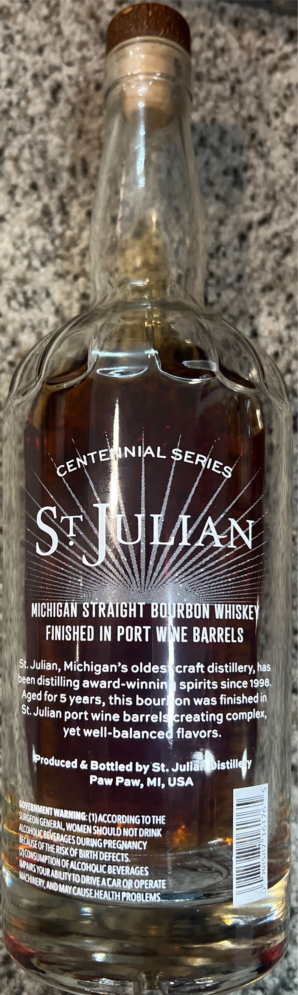 St. Julian Michigan Straight Bourbon Whiskey - St. Julian Distillery (750 mL) alcohol collectible [Barcode 088587161765] - Main Image 2