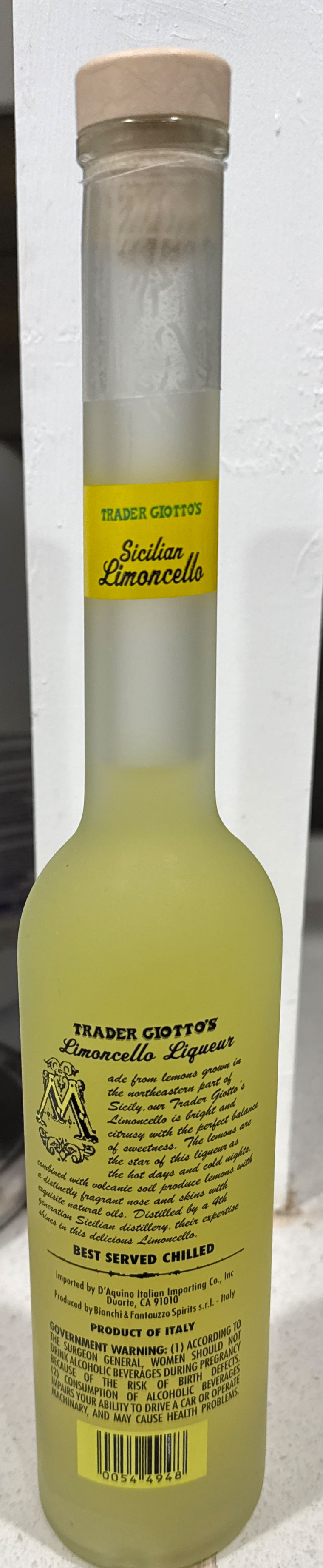 Sicilian Limoncello - D’aquino Italian (375 mL) alcohol collectible - Main Image 2