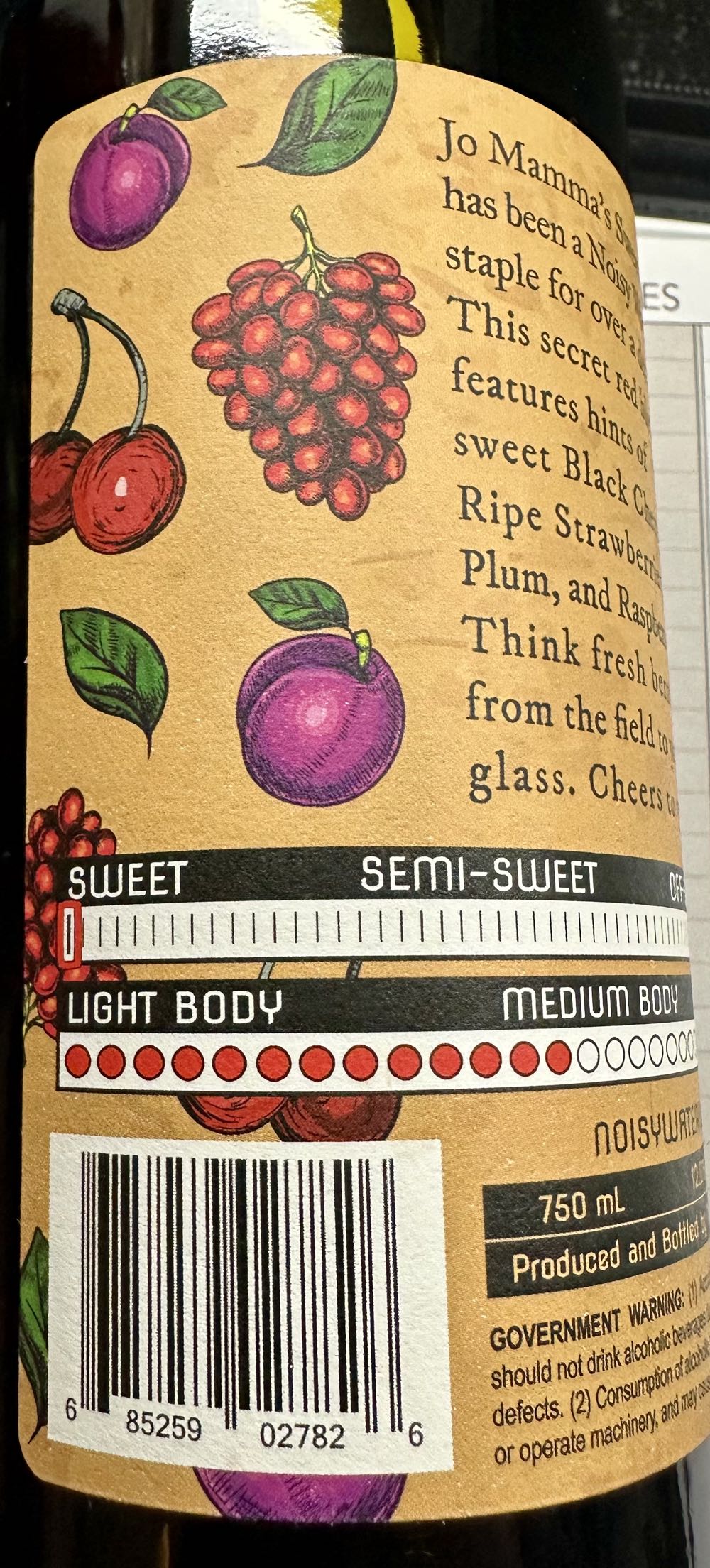 Jo Mamma’s - Noisy Water Winery (750 mL) alcohol collectible [Barcode 685259027826] - Main Image 2