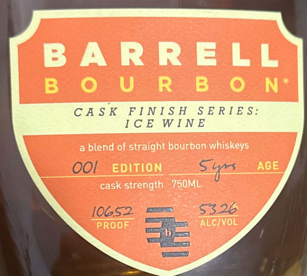 Barrel Bourbon Cask Finish Series : Ice Wine - Barrell Craft Spirits (750 mL) alcohol collectible [Barcode 850053456213] - Main Image 3