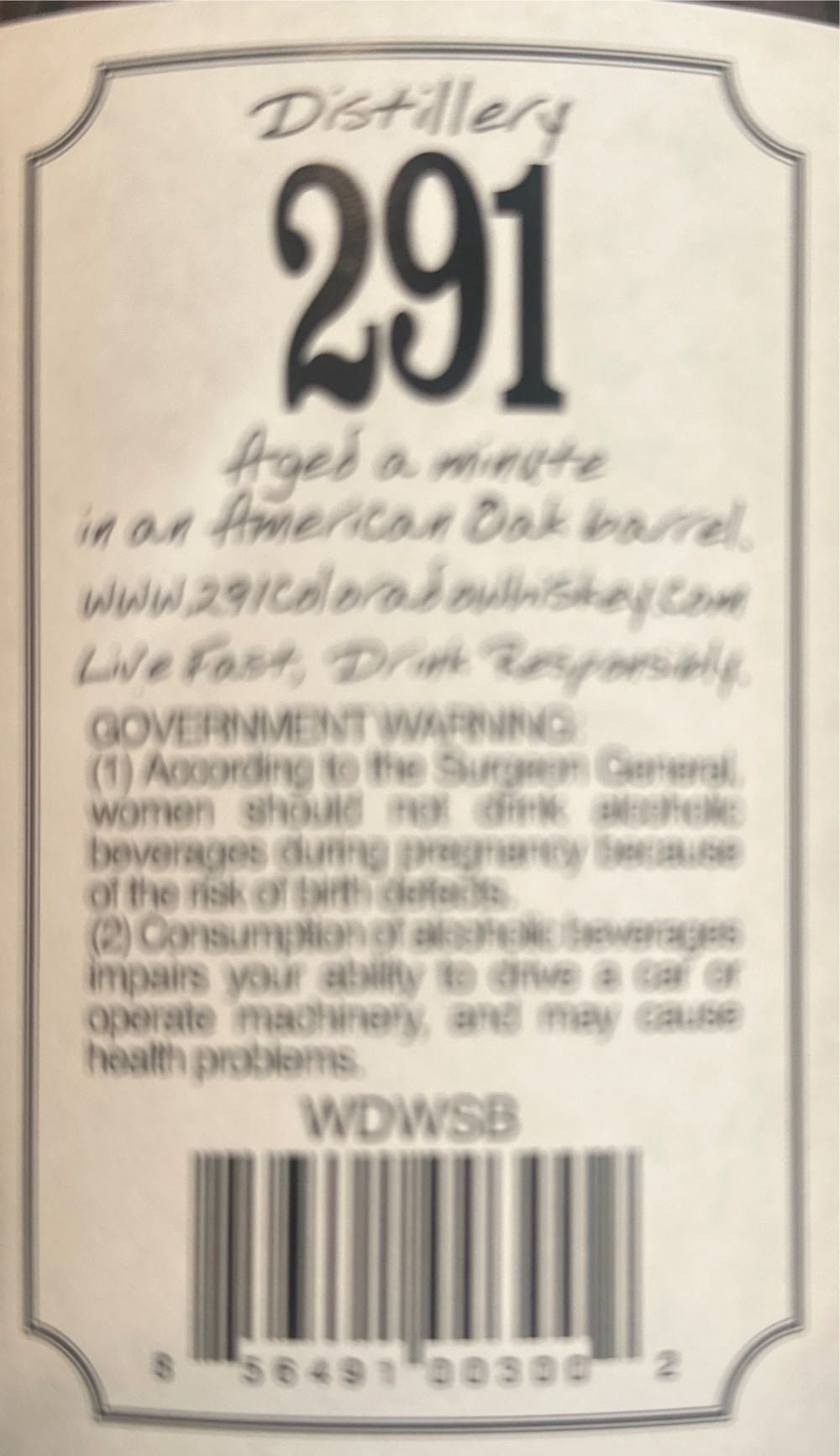 291 Rye Whiskey - Distillery 291 (750 mL) alcohol collectible [Barcode 856491003002] - Main Image 2