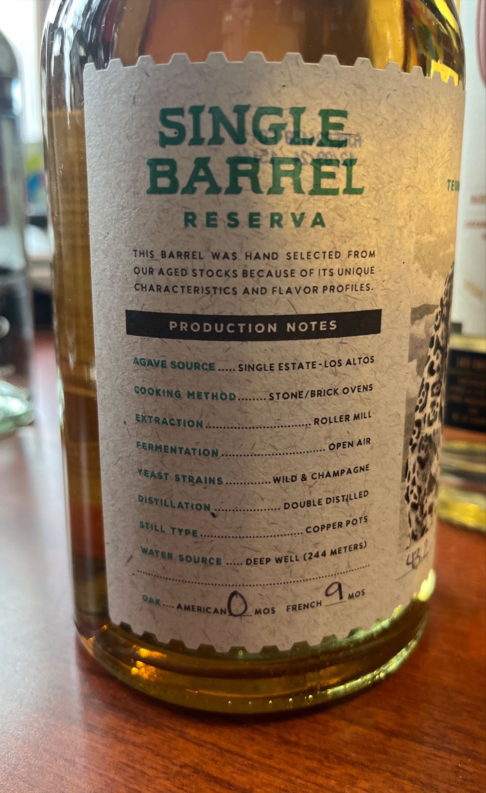 Alma Del Jaguar Single Barrel Reposado 750ml - Nom 1414 (750 mL) alcohol collectible [Barcode 615764210789] - Main Image 4