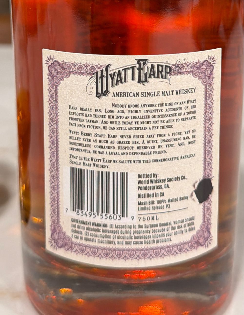 Wyatt Earp Hazmat American  (750 mL) alcohol collectible [Barcode 783495556039] - Main Image 2