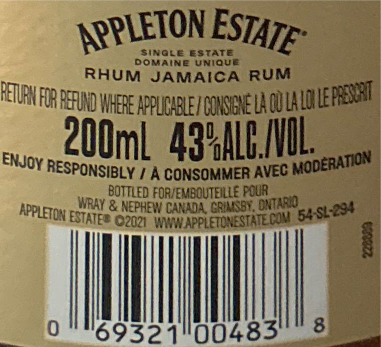 APPLETON ESTATE / 12 Rare Casks - Appleton Estate (200 mL) alcohol collectible [Barcode 069321004838] - Main Image 2