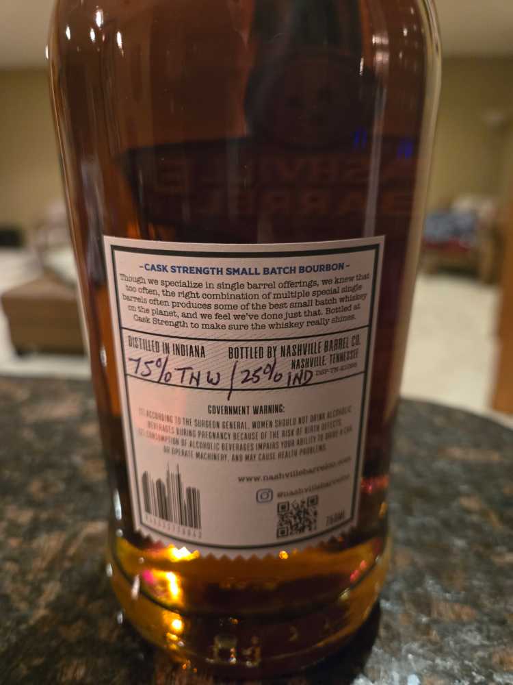 Nashville Barrel Company Cask Strength Bourbon Whiskey 750ml Straight Co. 750  (750 mL) alcohol collectible [Barcode 850033779042] - Main Image 3