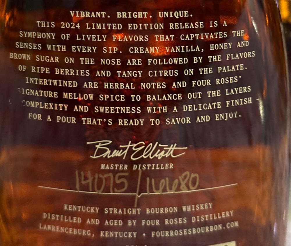 Four Roses Limited Edition Small Batch 750ml Barrel Strength Bourbon - Four Roses Distilleries (750 mL) alcohol collectible [Barcode 860007585326] - Main Image 2