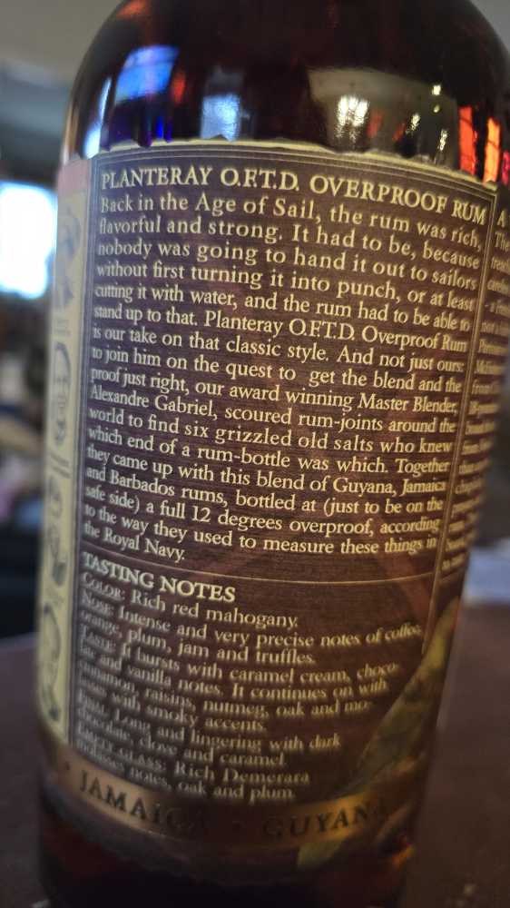 Planteray OFTD Overproof Rum - Maison Ferrand (1 L) alcohol collectible [Barcode 695521154846] - Main Image 4