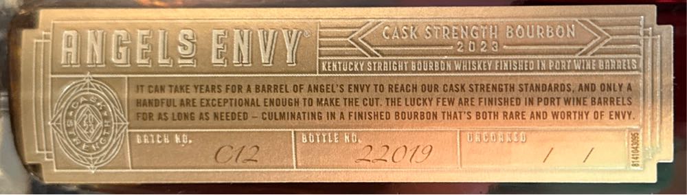 Angels Envy Cask Strength - Angel’s Envy Distillery (750 mL) alcohol collectible [Barcode 850047003058] - Main Image 2
