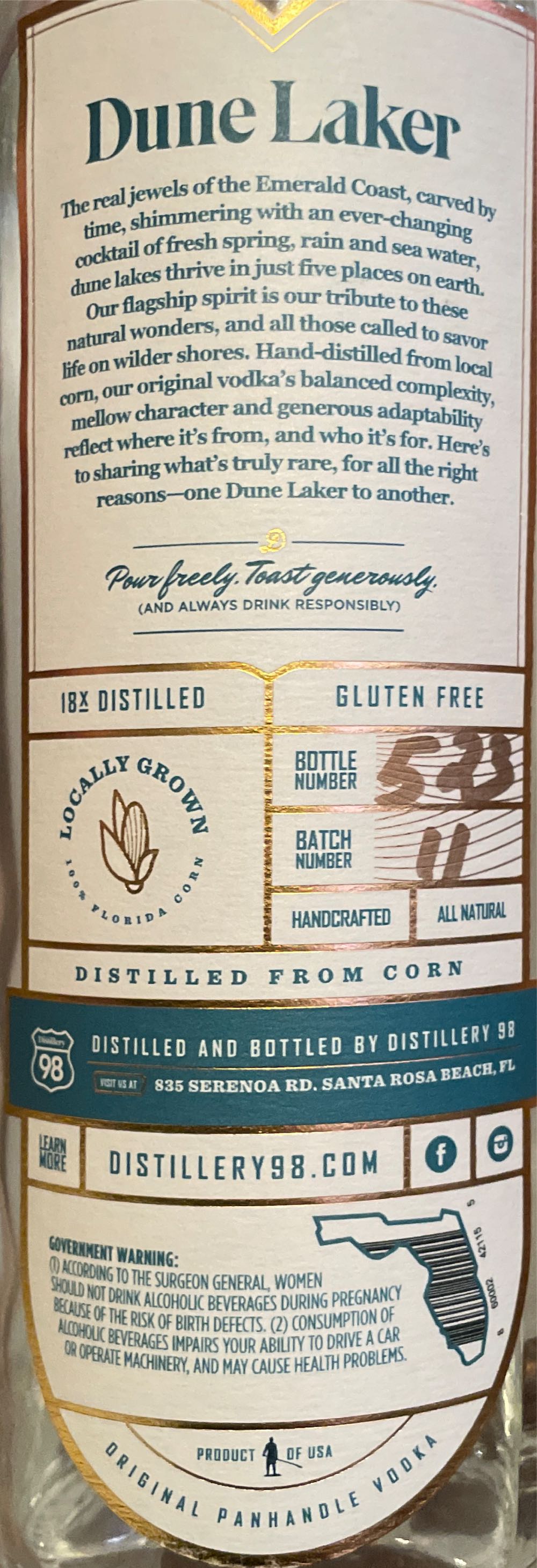 Dune Laker Vodka - Distillery 98 (1000 mL) alcohol collectible [Barcode 860002421155] - Main Image 2