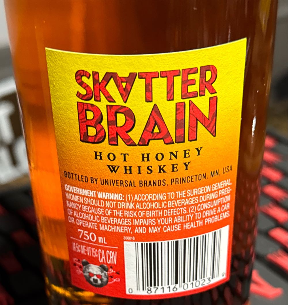 Skater Brain Hot Honey Whiskey - Bottled By Universal Brands (750 mL) alcohol collectible [Barcode 087116010239] - Main Image 2