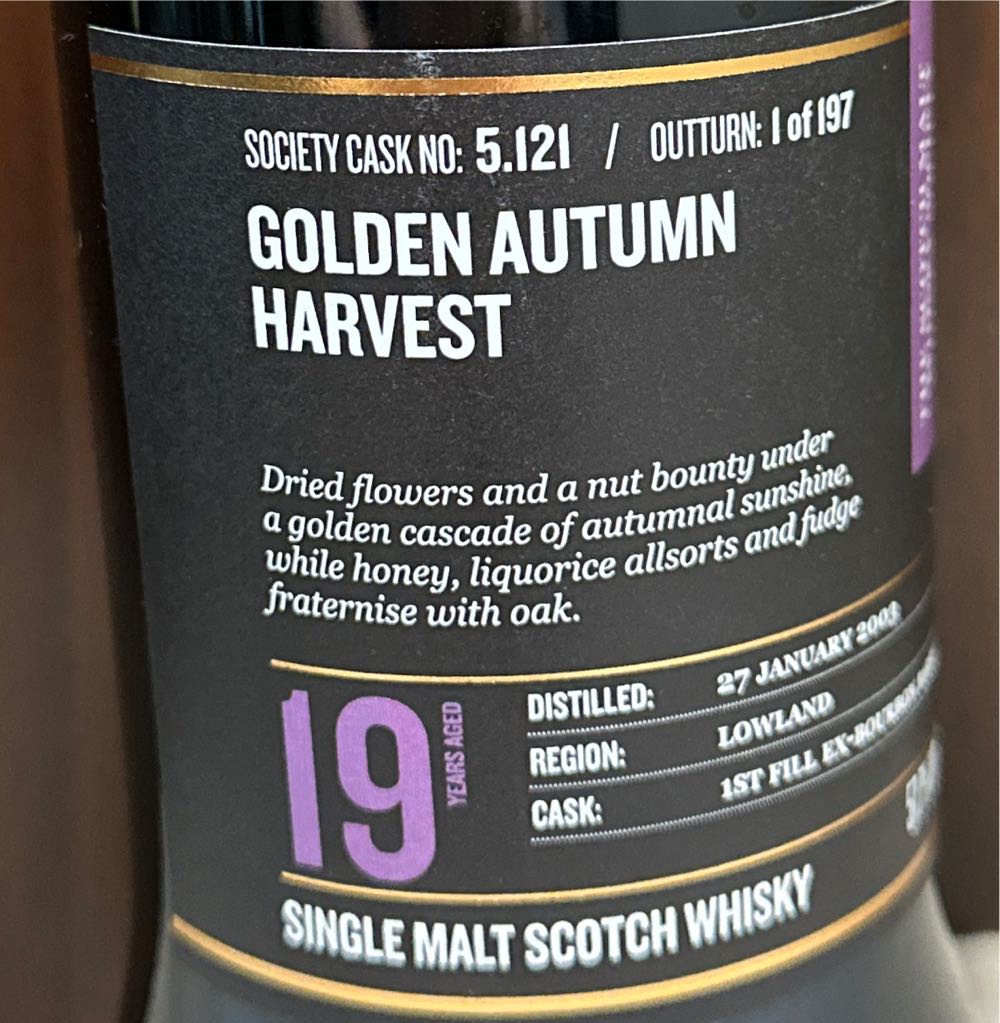 Auchentoshan 19 Golden Autumn Harvest Smws 5.121 19 - Auchentoshan Distillery (700 mL) alcohol collectible - Main Image 2