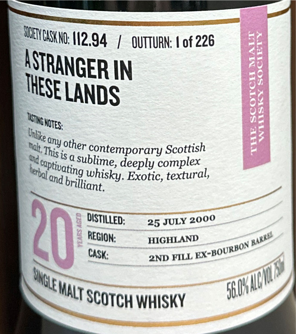 Loch Lomand 20yr SMWS 112.94 A Stranger In These Lands - Loch Lomond Distillery (700 mL) alcohol collectible - Main Image 2