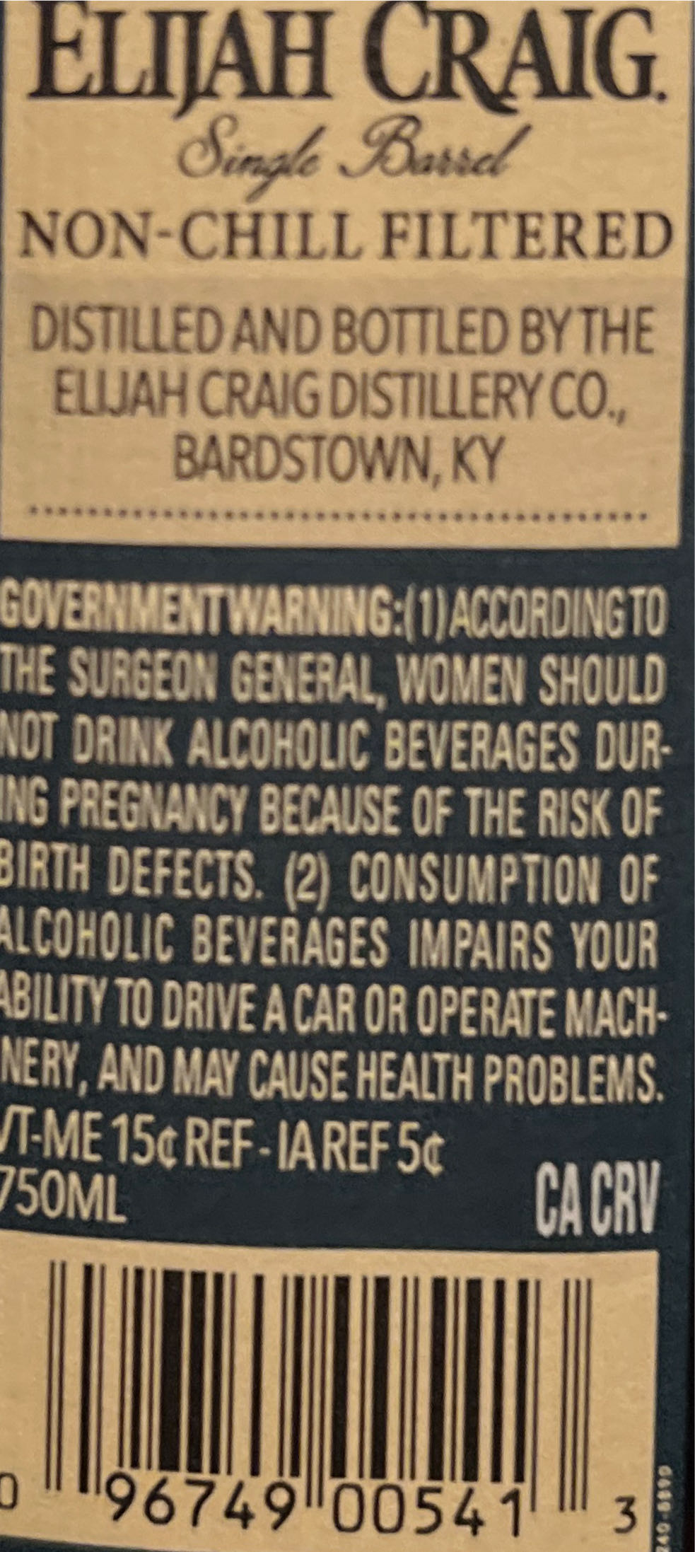 Elijah Craig Toasted Barrel 750ml Private Barrel Barrel Proof - Elijah Craig Distillery Co., Bardstown, KY (750 mL) alcohol collectible [Barcode 096749005413] - Main Image 2