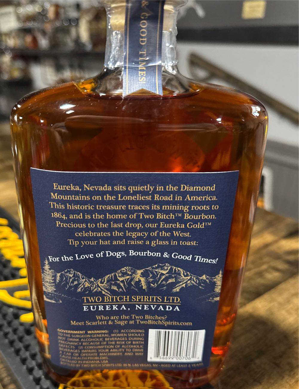Two Bitch Bourbon Eureka Gold Straight Bourbon Whiskey - Two Bitch Spirits Ltd. (750 mL) alcohol collectible [Barcode 856699007062] - Main Image 2