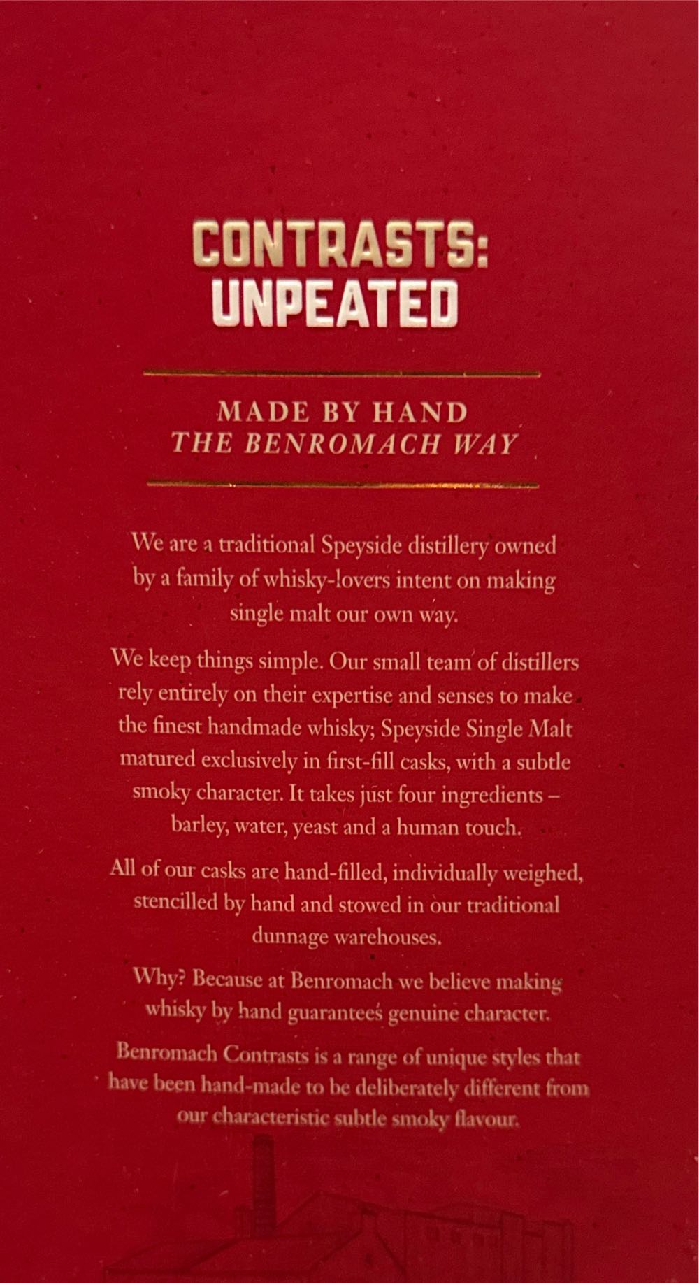 Benromach Contrasts: Unpeated - Benromach Distillery (700 mL) alcohol collectible [Barcode 5020613100909] - Main Image 2