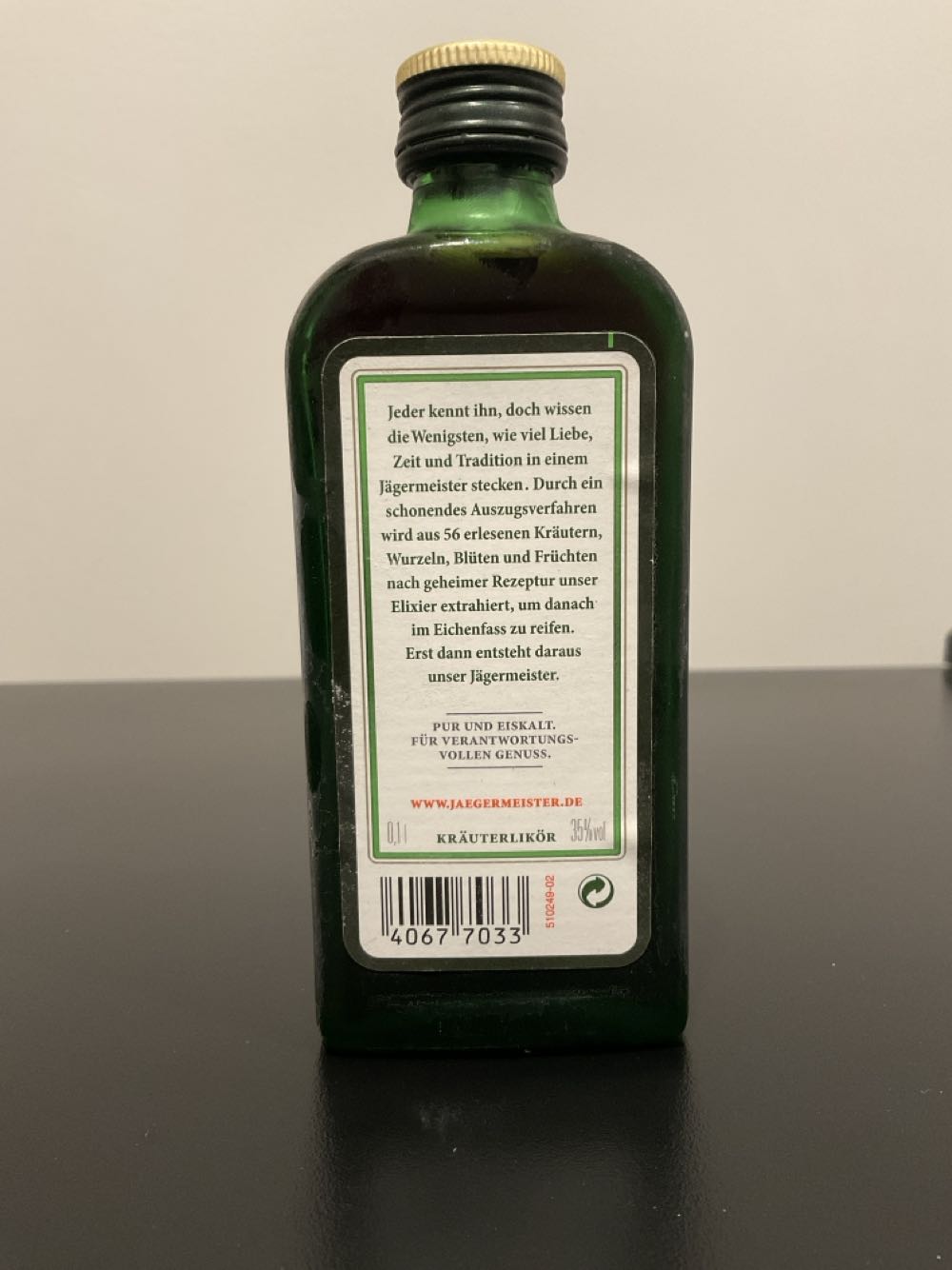 Jägermeister  (10 mL) alcohol collectible [Barcode 40677033] - Main Image 2
