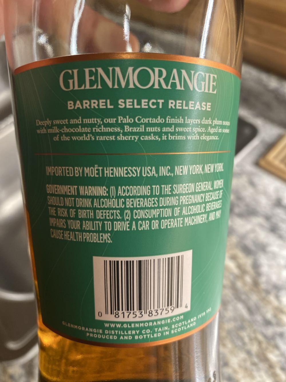 Z-Glenmorangie Palo Cortado Cask Finish 12 Year Old Single Malt Barrel Select 12yr  alcohol collectible [Barcode 081753837594] - Main Image 2