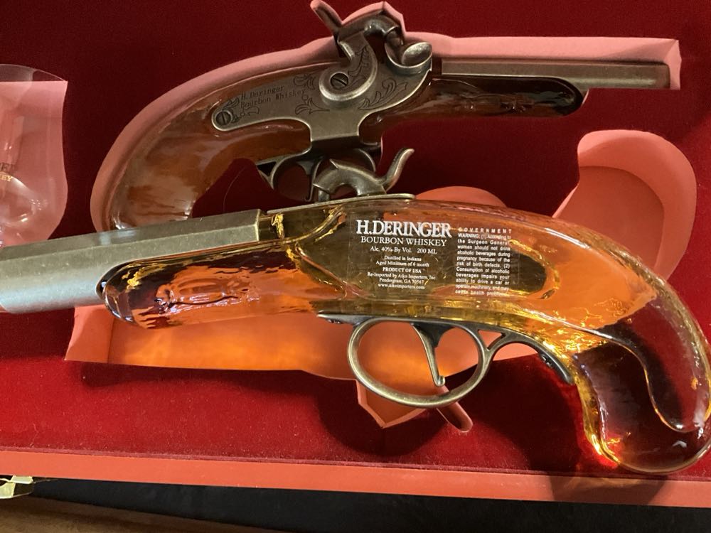 H. Deringer Bourbon Whiskey Glass Pistol Gift Set - 2 Guns, 2 Glasses, Wooden Box - Aiko Importers (200 mL) alcohol collectible [Barcode 783495236986] - Main Image 4