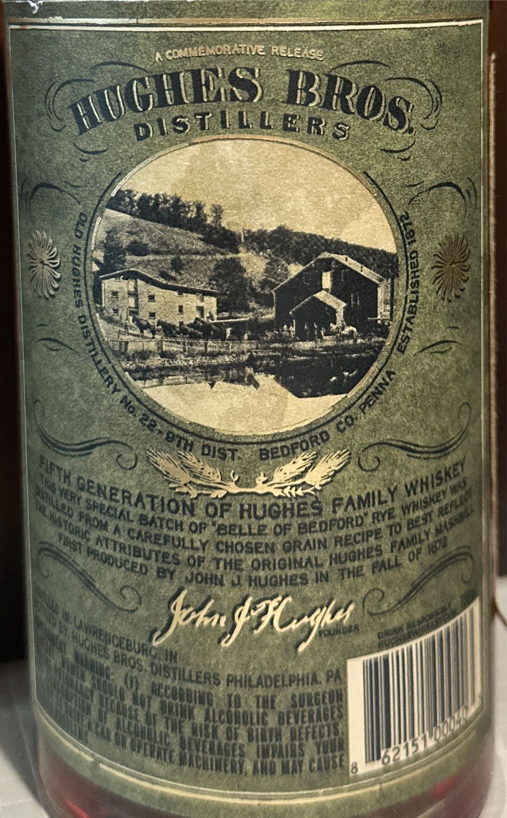 Hughes Belle Of Bedford Rye 8Yr - MGP Distilling (750 mL) alcohol collectible [Barcode 862151000403] - Main Image 3