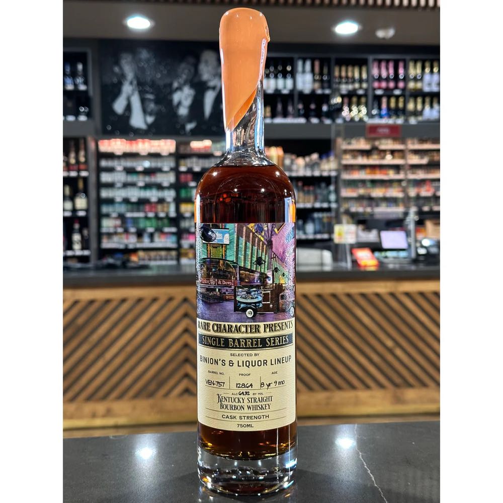 Rare Character Kentucky Straight Bourbon Whiskey Single Barrel Binion’s & Liquor Lineup - Rare Character Whiskey Co (750 mL) alcohol collectible - Main Image 2
