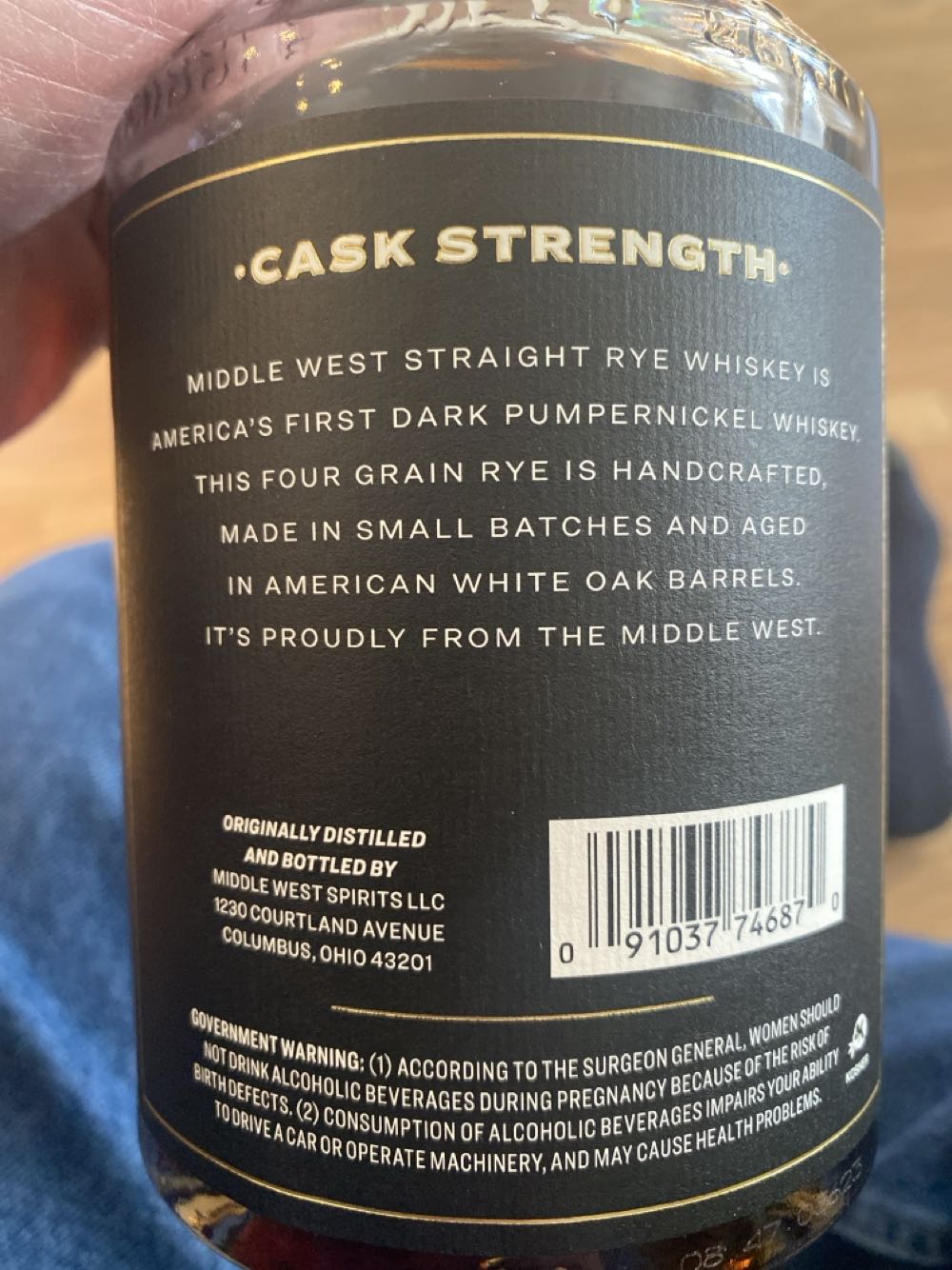 Z-Middle West Spirits Cask Strength Rye Whiskey 750 Ml  alcohol collectible [Barcode 091037746870] - Main Image 2