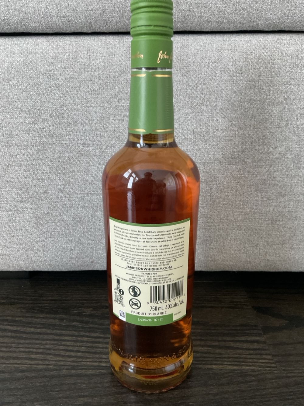 Jameson Triple Triple Irish Whiskey: US - Midleton Distillery (750 mL) alcohol collectible [Barcode 080432002117] - Main Image 2