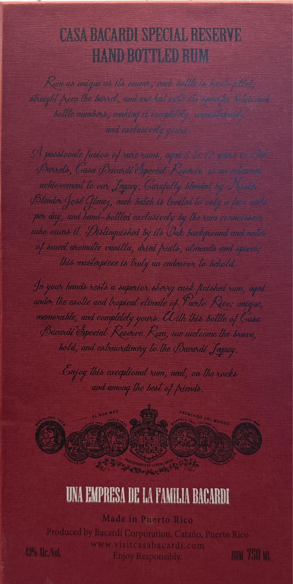 Bacardi Special Reserve - Bacardi (750 mL) alcohol collectible - Main Image 4