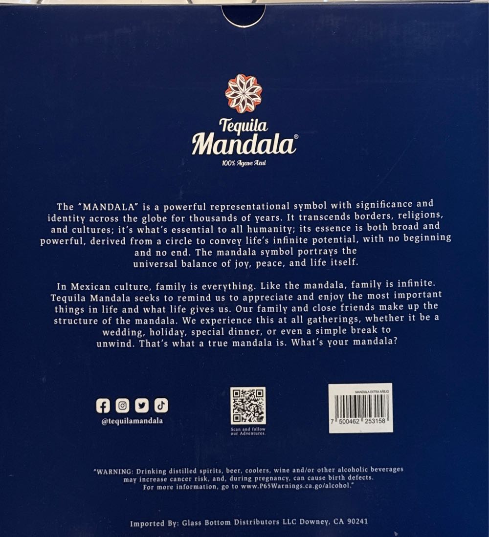 Mandala Tequila Extra Anejo - Mandala (1 L) alcohol collectible [Barcode 7500462253158] - Main Image 2