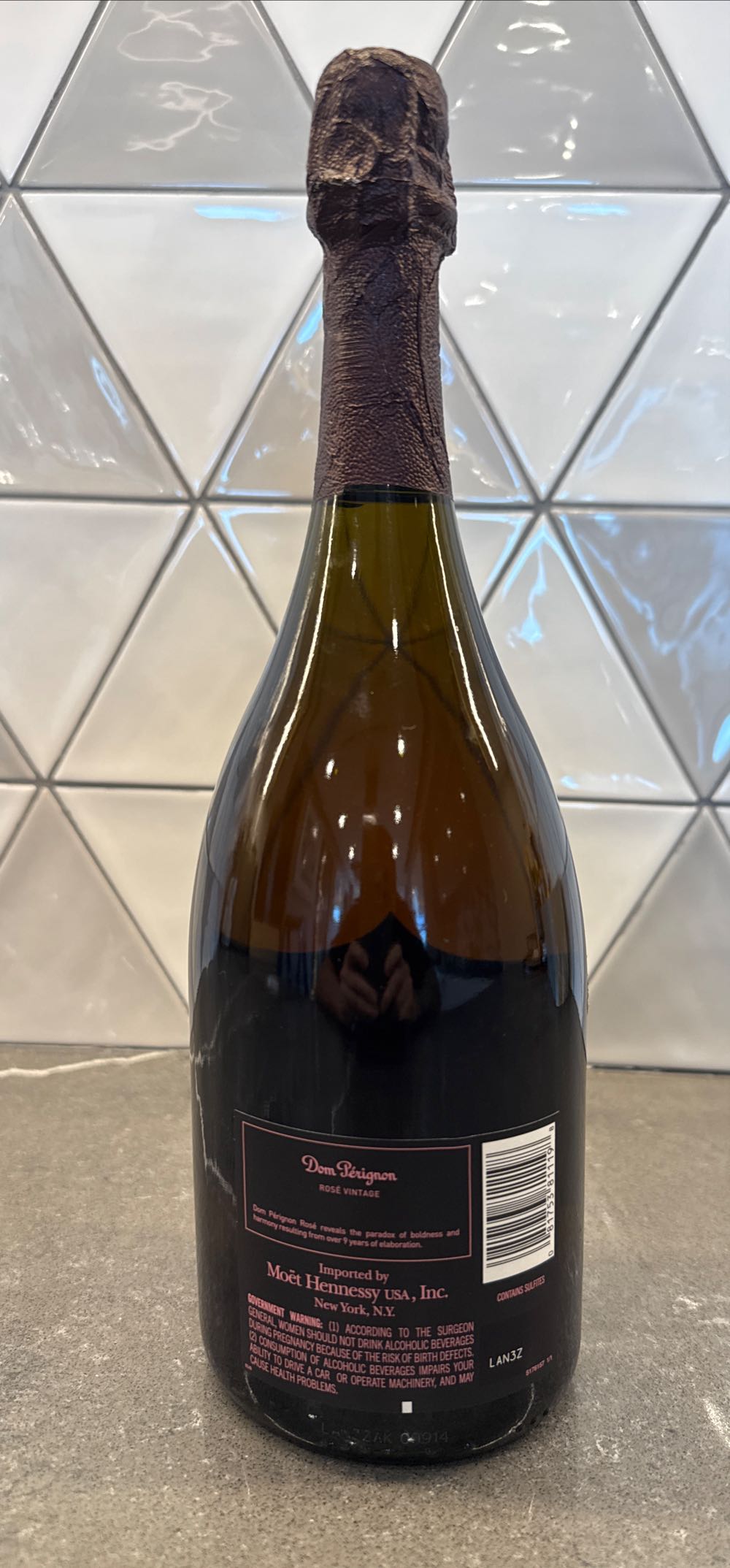 Dom Perignon Rose Champagne Bottle Empty Collectible France 750ml  (750 mL) alcohol collectible [Barcode 081753811198] - Main Image 2