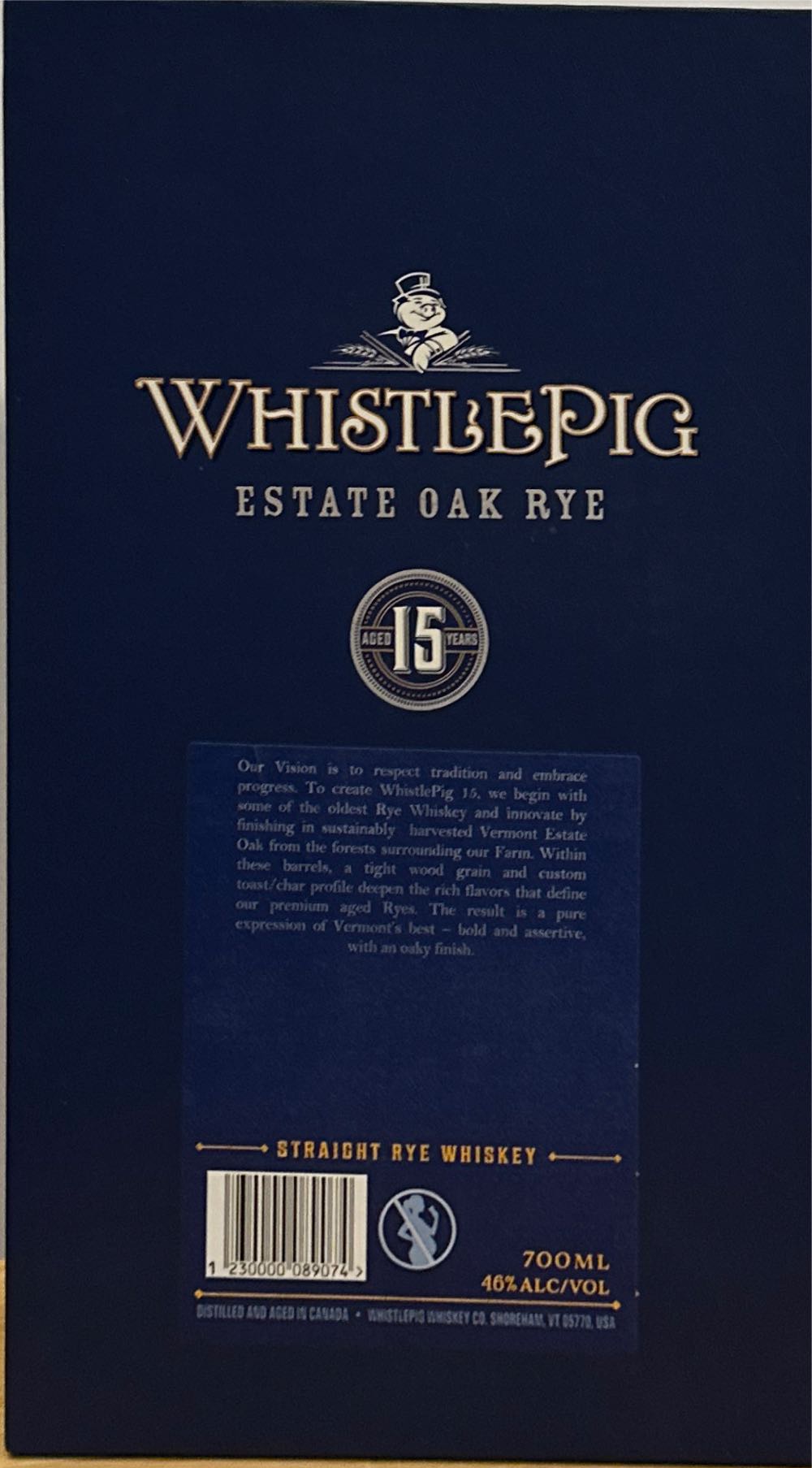 Whistlepig 15 Years Old Straight Rye 07 Whiskey 15年 Estate Oak 46% Vol. Jahre 700ml ホイッスルピッグ - Whistlepig Distillery (750 mL) alcohol collectible [Barcode 1230000089074] - Main Image 2