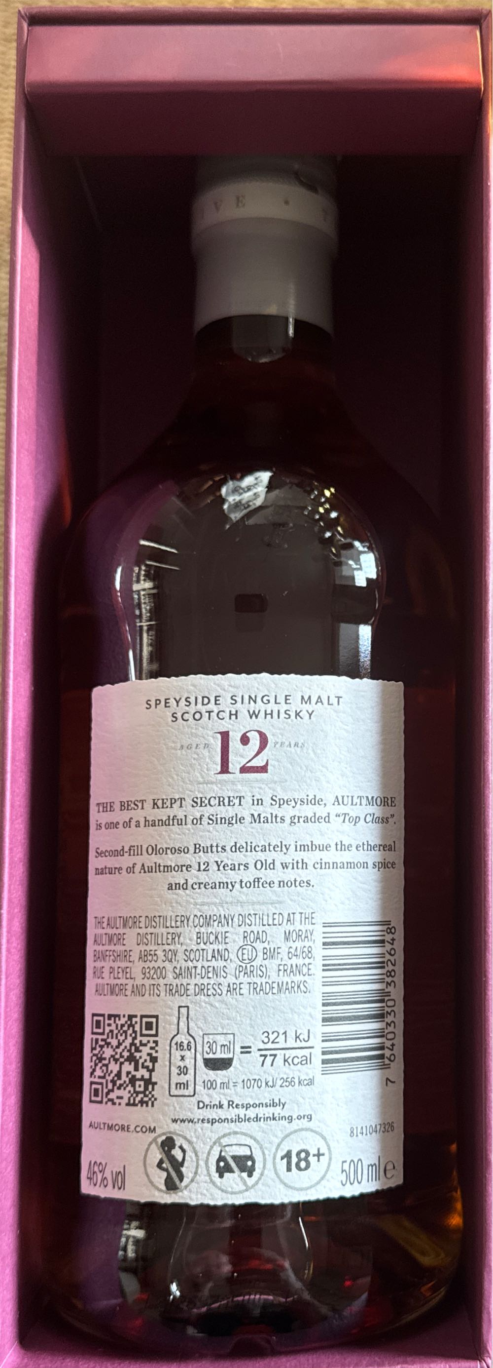 Aultmore 12 Travel Exclusive 2024 - Aultmore Distillery (500 mL) alcohol collectible [Barcode 7640330382648] - Main Image 2