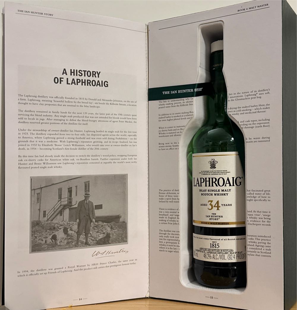 Laphroaig The Ian Hunter Story Book 4: Malt 34 Year Old ’the Ian 4 Islay Single - Laphroaig Distillery (750 mL) alcohol collectible [Barcode 080686814313] - Main Image 2