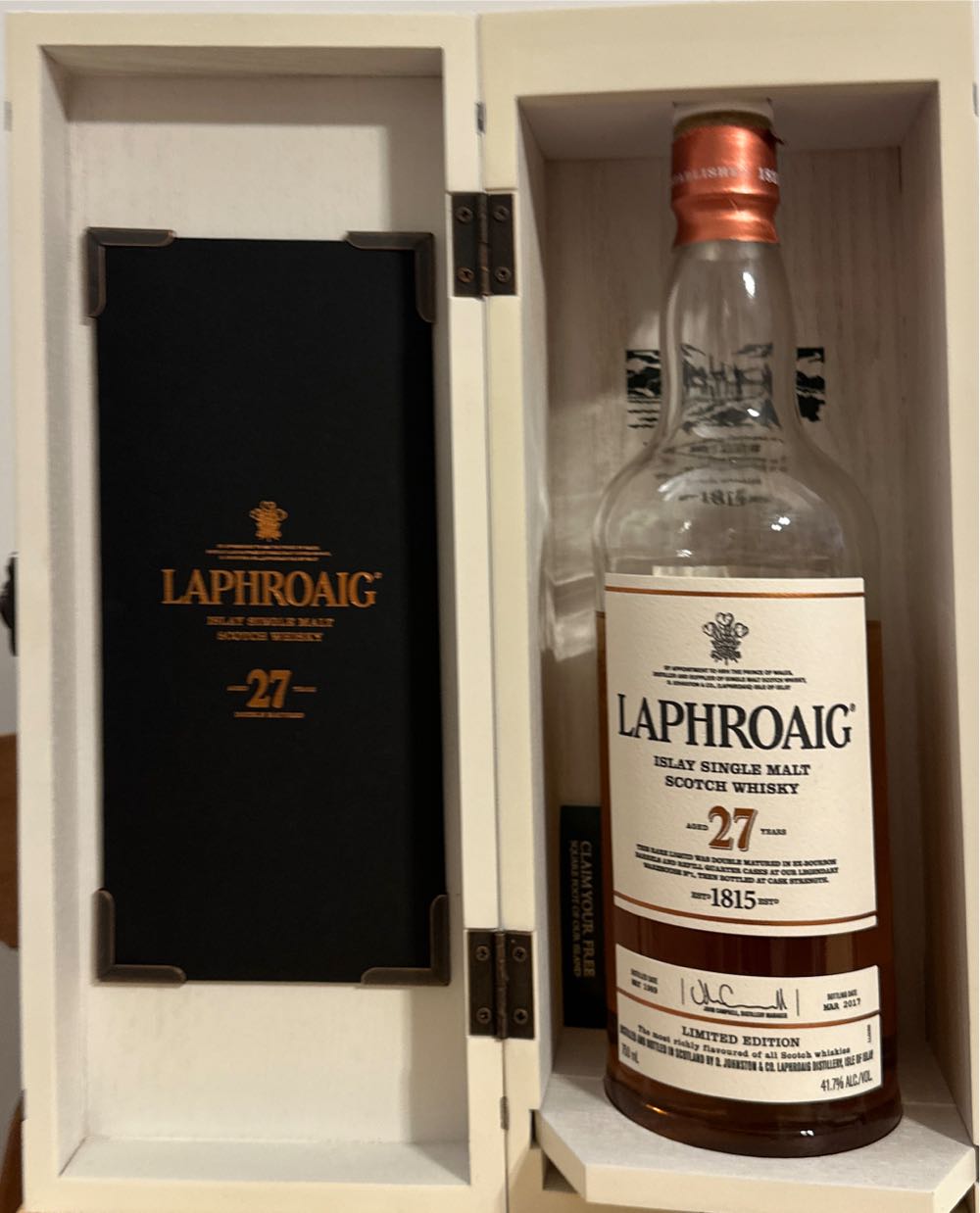 Laphroaig 27 Year Old Limited Edition Single Malt Scotch Whisky 750ml Islay - Laphroaig Distillery (750 mL) alcohol collectible [Barcode 080686814214] - Main Image 2