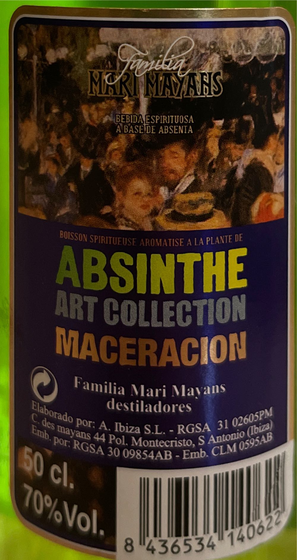 Familia Mari Mayans - Absinthe  Art Collection Maceracion - Mari Mayans (500 mL) alcohol collectible [Barcode 8436534140622] - Main Image 3