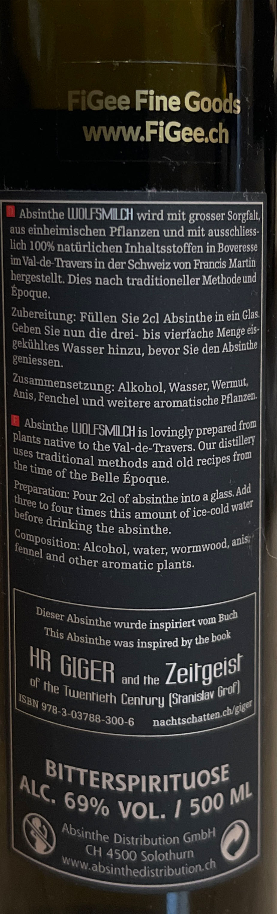 HR Giger - Absinthe Wolfsmilch - Absinthe Distrition GmbH (500 mL) alcohol collectible - Main Image 2