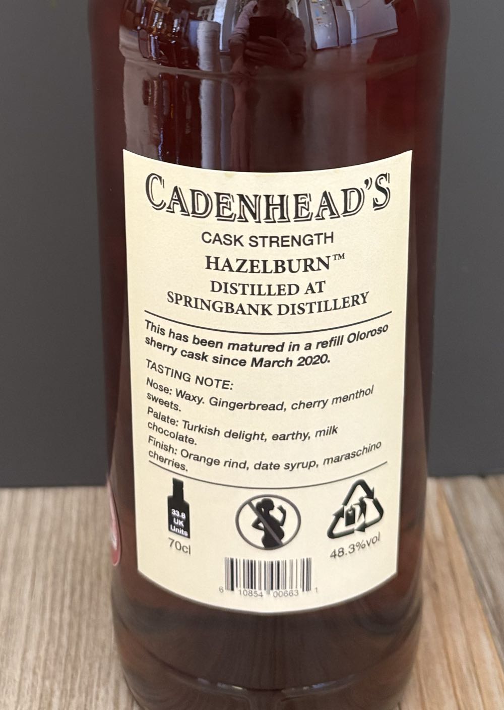 Cadenhead’s Hazelburn 13yr Old Sherry Cask - Springbank Distillery (700 mL) alcohol collectible [Barcode 610854006631] - Main Image 2