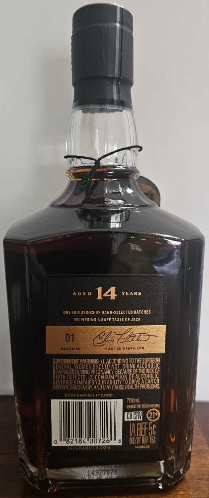 14 Year Old (Batch 1) - Jack Daniel Distillery (700 mL) alcohol collectible [Barcode 6861837007266] - Main Image 2
