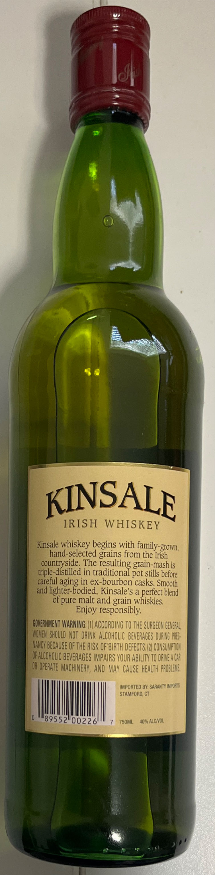 Kinsale Small Batch Irish Whiskey - Kinsale (750 mL) alcohol collectible [Barcode 089552002267] - Main Image 2
