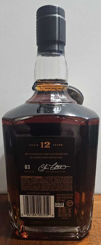 12 Year Old (Batch 3) - Jack Daniel Distillery (750 mL) alcohol collectible [Barcode 082184007259] - Main Image 2