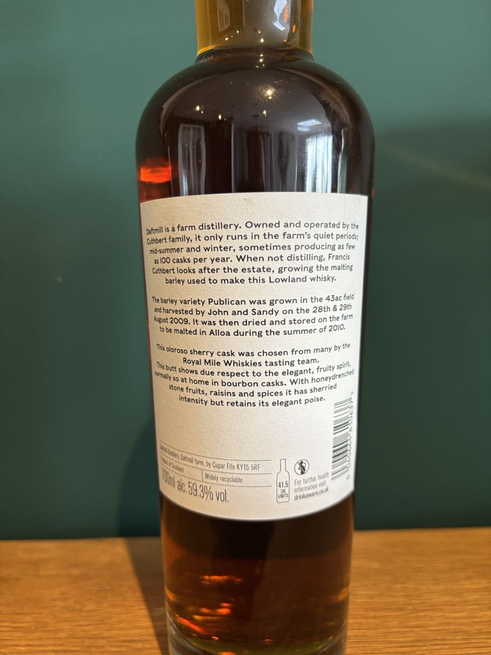 Datfmill 2011 Single Cask - Daftmill Distillery (700 mL) alcohol collectible [Barcode 5060664610637] - Main Image 2