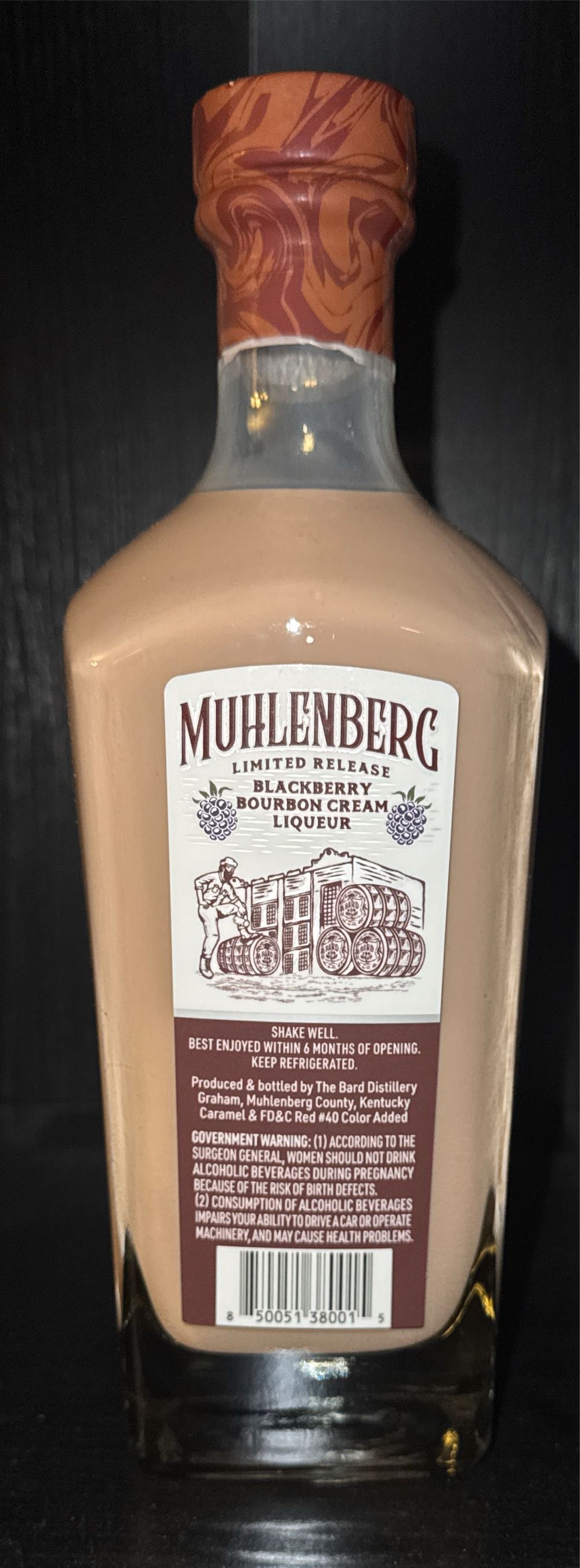 Muhlenberg BlackBerry Bourbon Cream Liqueur - The Bard Distillery (750 mL) alcohol collectible [Barcode 850051380015] - Main Image 2