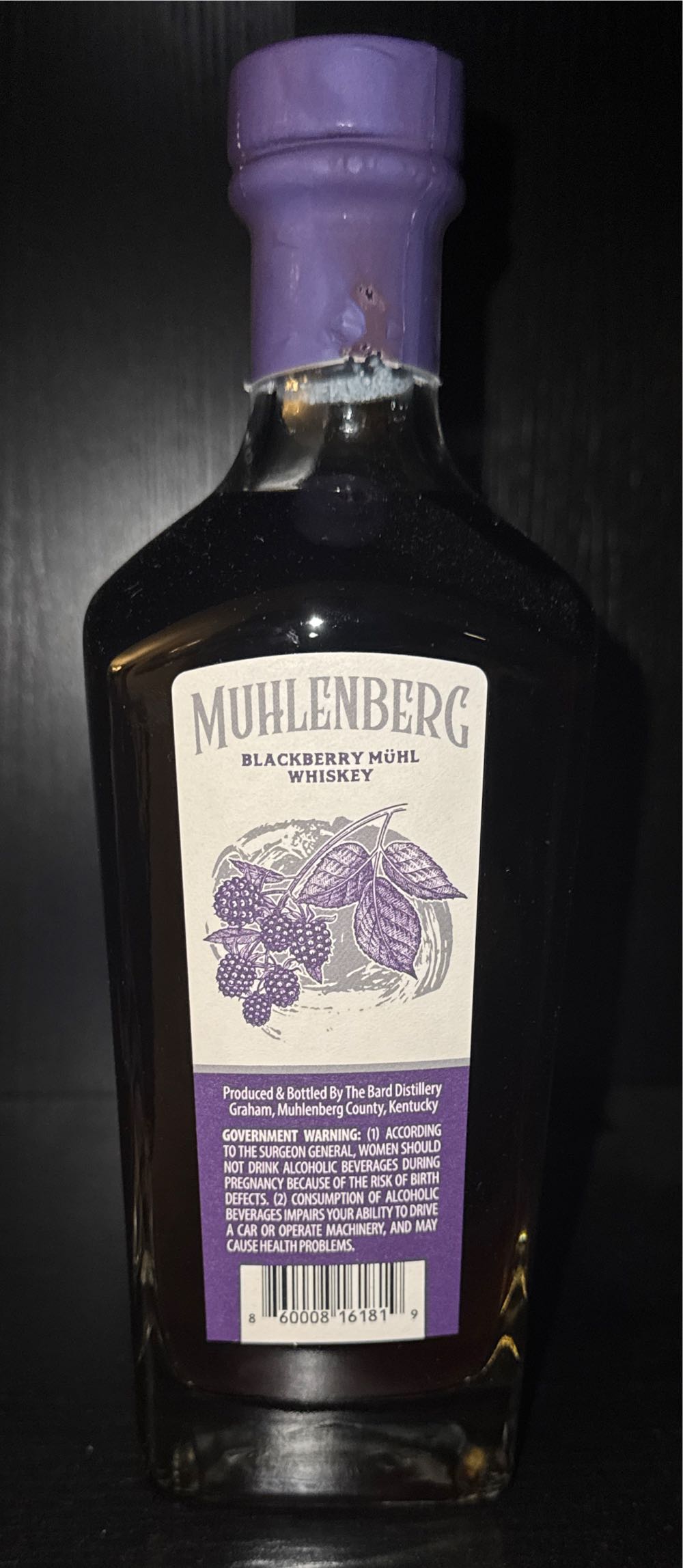 Muhlenberg Blackberry Mühl Whiskey - The Bard Distillery (750 mL) alcohol collectible [Barcode 860008161819] - Main Image 2