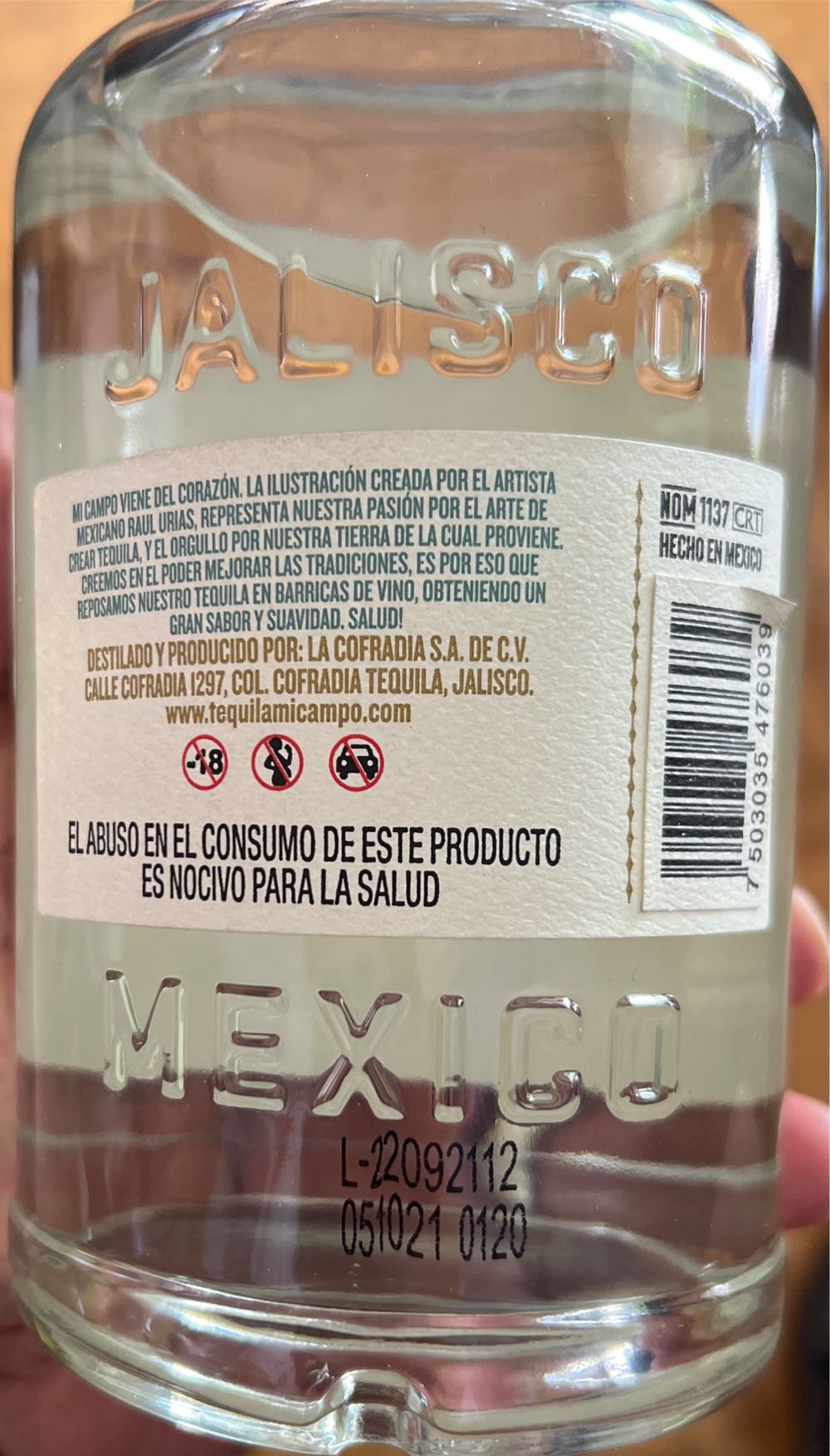 Tequila Mi Campo Tequila Blanco - La Cofradia, S.A. de C.V. (750 mL) alcohol collectible [Barcode 7503035476039] - Main Image 2