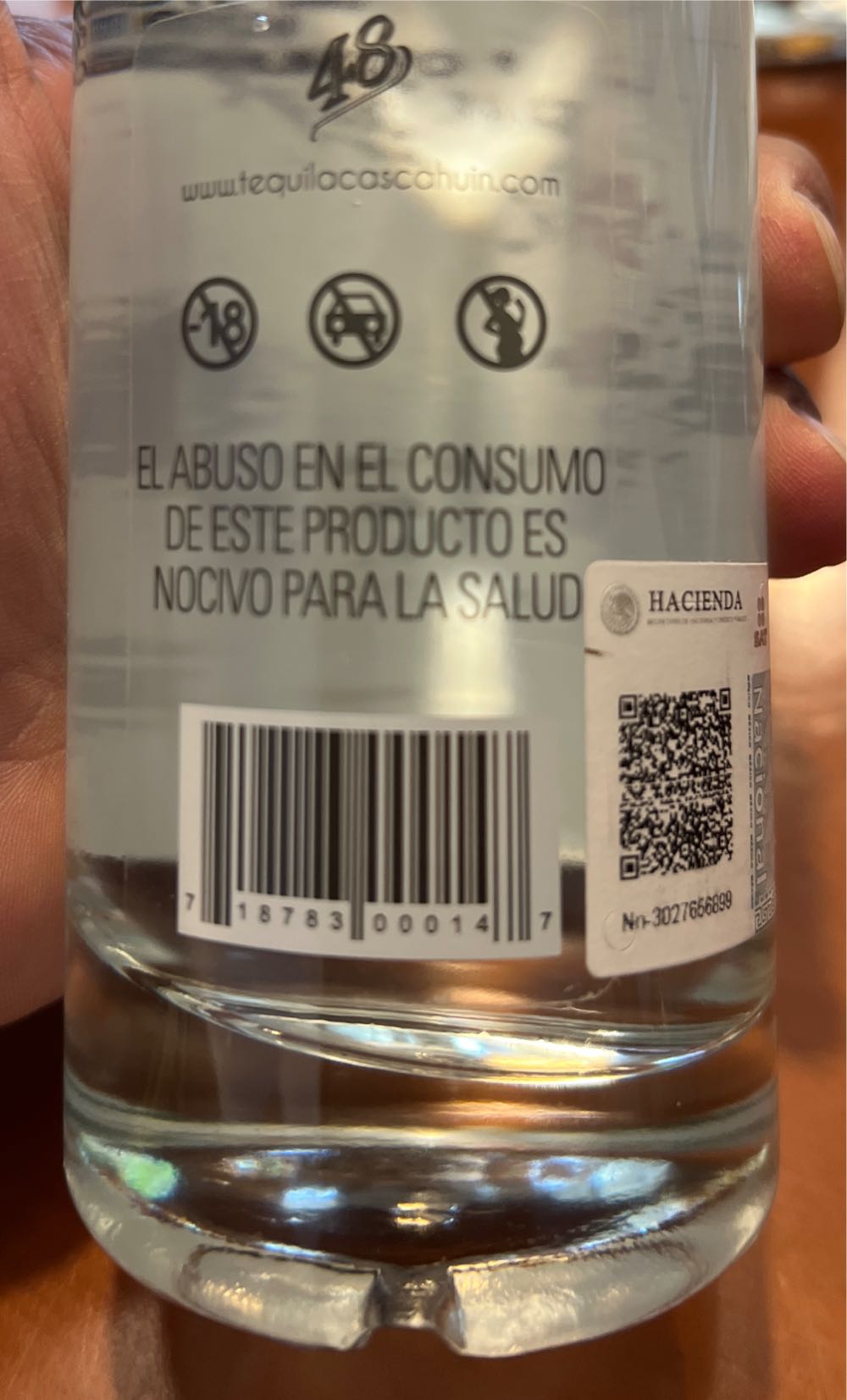 Cascahuín Plata 48 Mini - Tequila Casacahuin, S.A. de C.V. (375 mL) alcohol collectible [Barcode 718783000147] - Main Image 2
